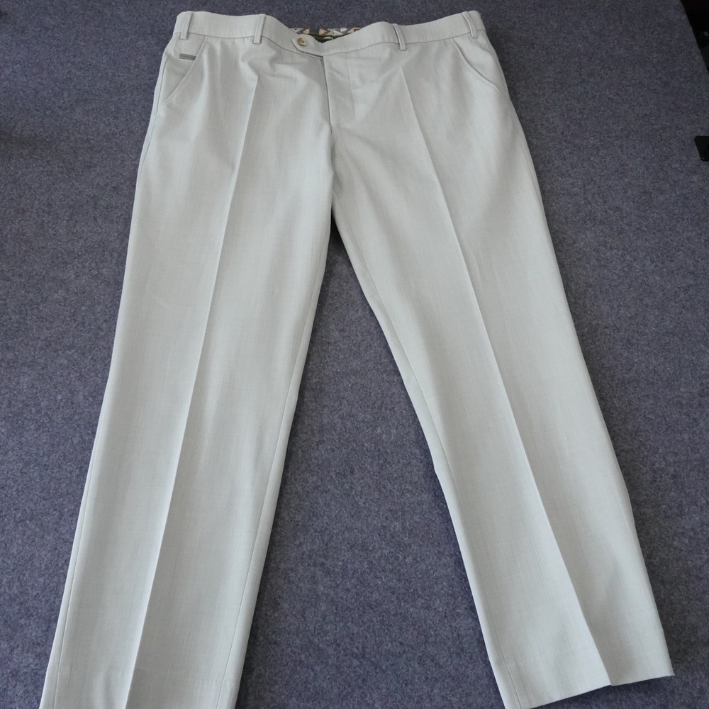 Meyer Bonn Mens Light Gray Wool Blend Flat Front Dress Pants Trousers 58 42x30